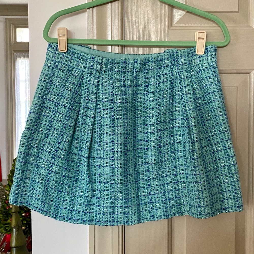 J. Crew Aqua Boucle Tweed Skirt
